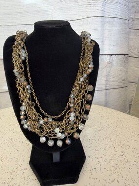Chloe + Isabel Multi Strand Gold Tone Crystal Statement Necklace